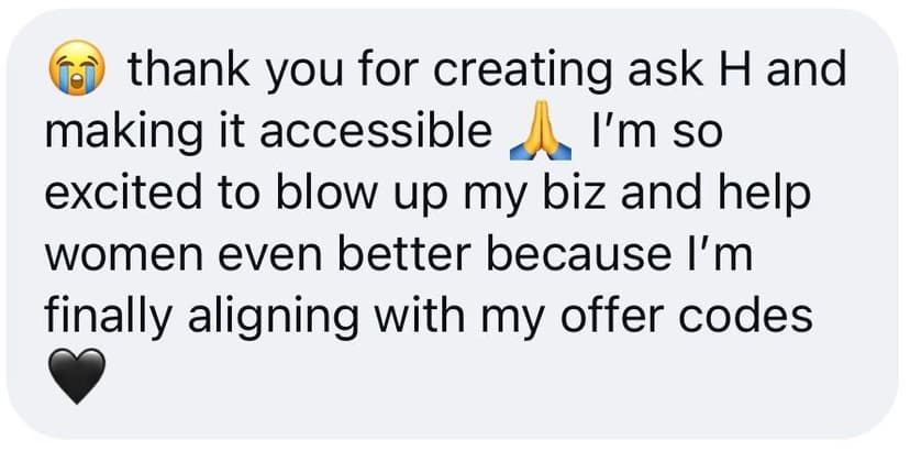 Testimonial — finally aligning with my offer codes